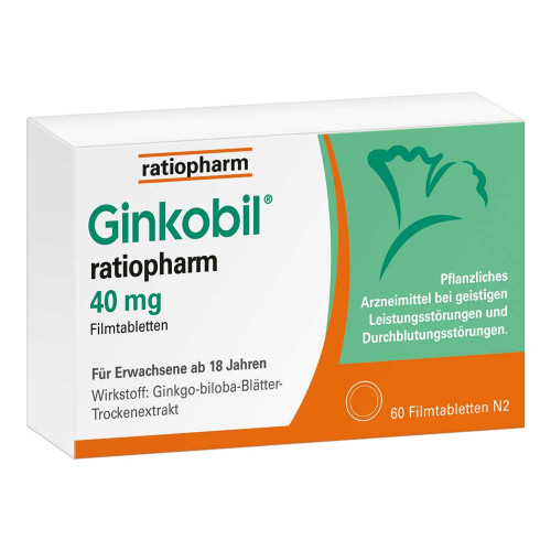 Ginkobil ratiopharm 40mg mit Ginkgo biloba Ginkobil ratiopharm 40mg mit Ginkgo biloba