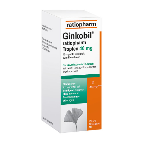 GINKOBIL ratiopharm 40mg mit Ginkgo biloba Tropfen GINKOBIL ratiopharm 40mg mit Ginkgo biloba Tropfen