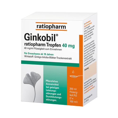 GINKOBIL ratiopharm 40mg mit Ginkgo biloba Tropfen GINKOBIL ratiopharm 40mg mit Ginkgo biloba Tropfen