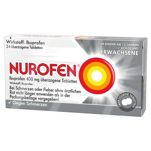 NUROFEN Ibuprofen 400 mg überzogene Tabletten NUROFEN Ibuprofen 400 mg überzogene Tabletten