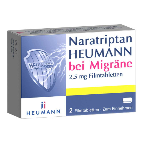 NARATRIPTAN Heumann bei Migräne 2,5 mg Filmtabl. NARATRIPTAN Heumann bei Migräne 2,5 mg Filmtabl.